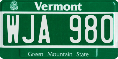 VT license plate WJA980