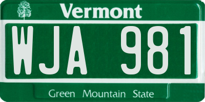 VT license plate WJA981