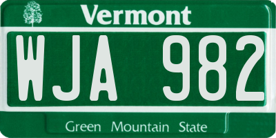 VT license plate WJA982