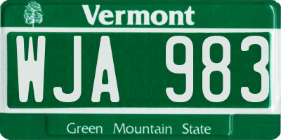 VT license plate WJA983