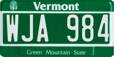 VT license plate WJA984
