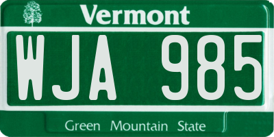 VT license plate WJA985