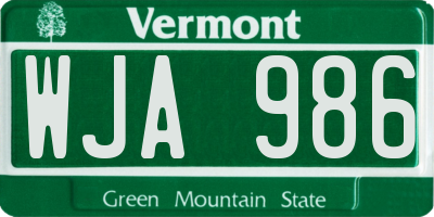 VT license plate WJA986