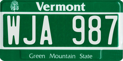 VT license plate WJA987