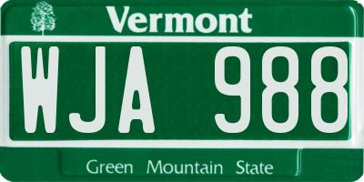 VT license plate WJA988
