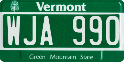 VT license plate WJA990