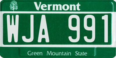 VT license plate WJA991