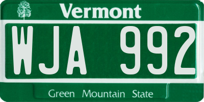 VT license plate WJA992