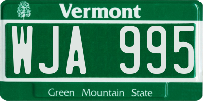 VT license plate WJA995