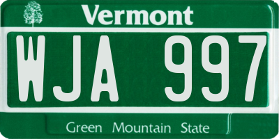 VT license plate WJA997