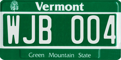 VT license plate WJB004