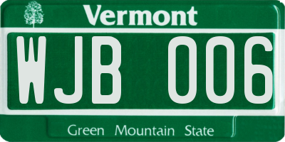 VT license plate WJB006
