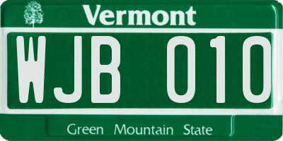 VT license plate WJB010