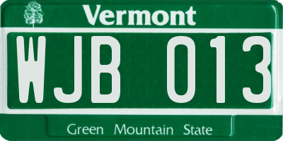 VT license plate WJB013