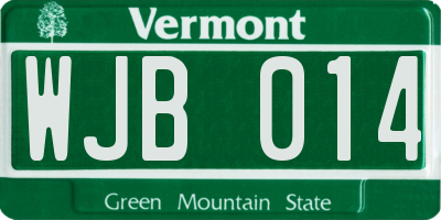 VT license plate WJB014