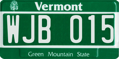 VT license plate WJB015