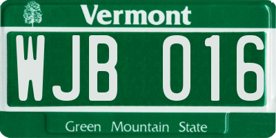 VT license plate WJB016