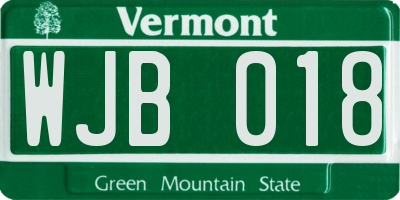 VT license plate WJB018