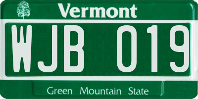 VT license plate WJB019