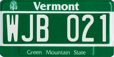 VT license plate WJB021