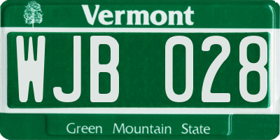 VT license plate WJB028