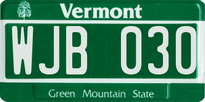 VT license plate WJB030