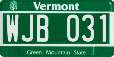 VT license plate WJB031