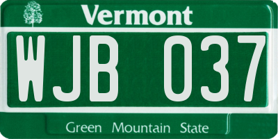VT license plate WJB037
