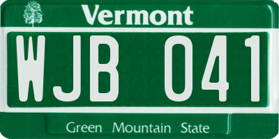 VT license plate WJB041