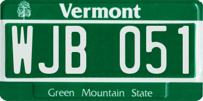 VT license plate WJB051