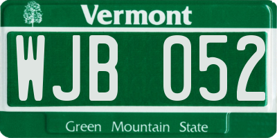 VT license plate WJB052
