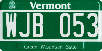 VT license plate WJB053