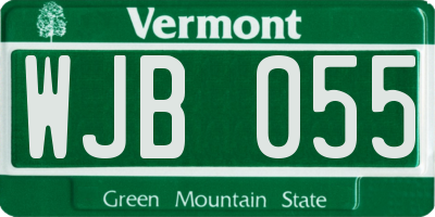 VT license plate WJB055