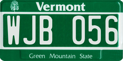VT license plate WJB056