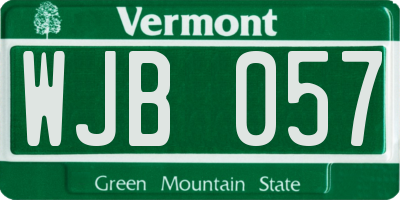 VT license plate WJB057