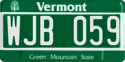 VT license plate WJB059