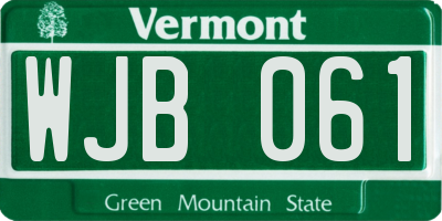 VT license plate WJB061
