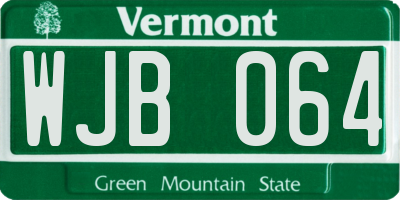 VT license plate WJB064