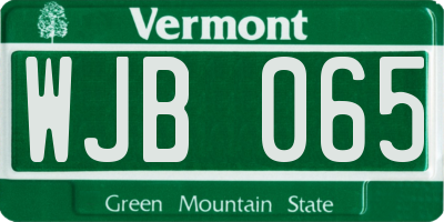 VT license plate WJB065