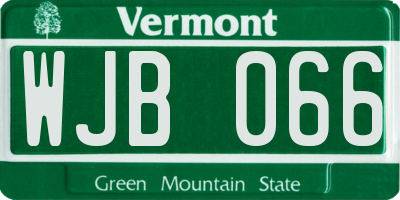 VT license plate WJB066