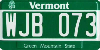 VT license plate WJB073