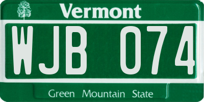 VT license plate WJB074