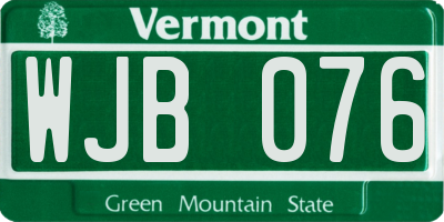 VT license plate WJB076