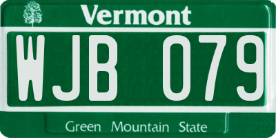 VT license plate WJB079