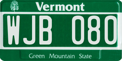 VT license plate WJB080