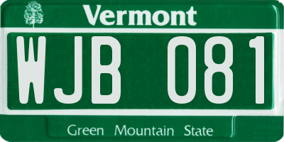 VT license plate WJB081