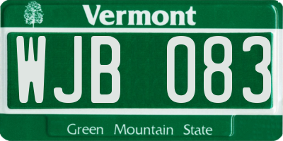 VT license plate WJB083