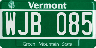 VT license plate WJB085