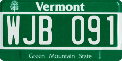 VT license plate WJB091