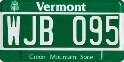 VT license plate WJB095